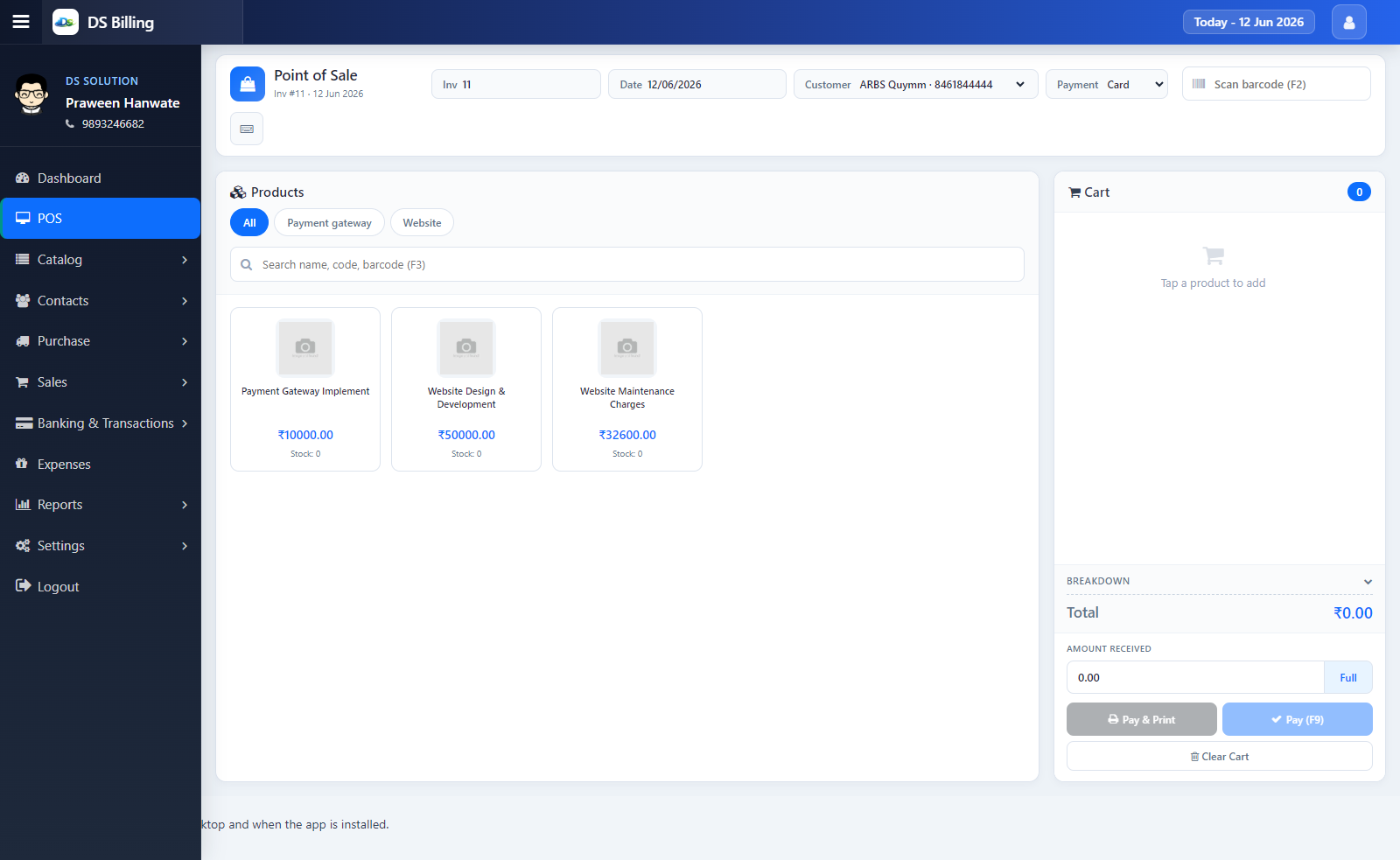 Print A4 or Thermal Invoices software preview